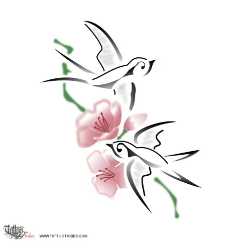 Swallows & flowers