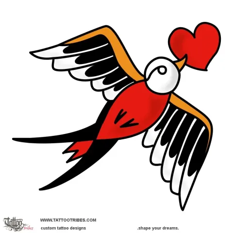 Swallow and heart