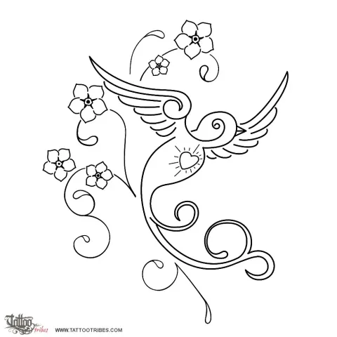 Sparrow and flowers