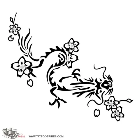 Dragon and cherry blossoms