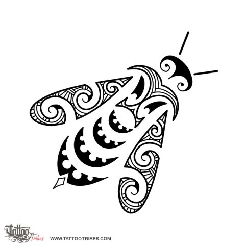 Maori style bee (Maori series - AIR) tattoo design thumbnail