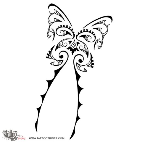 Maori style butterfly 2 (Maori series - AIR) tattoo design thumbnail