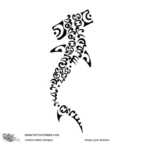 Maorigram shark (No hay descanso) tattoo design thumbnail