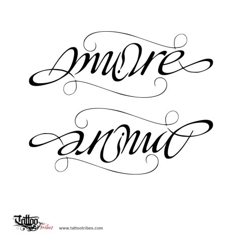 Amore & anima (Love and soul ambigram) tattoo design thumbnail
