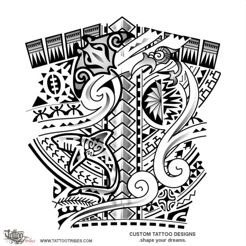 Ururoa (White shark) tattoo design thumbnail
