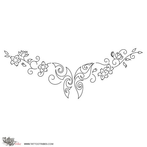 Butterfly and flowers (Freedom, perfection) tattoo design thumbnail