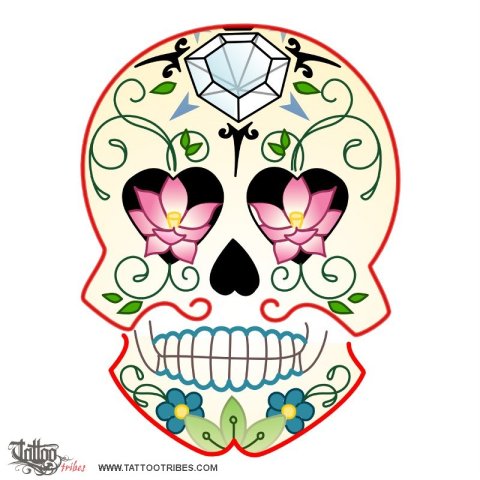 Sugar skull (Mexican skull) tattoo design thumbnail