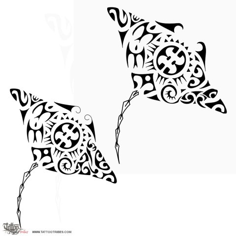 Coupled mantas (Married, wed) tattoo design thumbnail