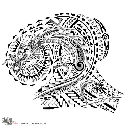 Dragon sleeve (Fighter) tattoo design thumbnail
