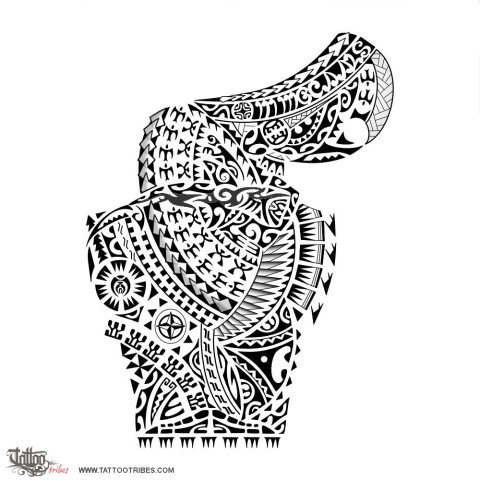 Kapehu (Compass, direction) tattoo design thumbnail