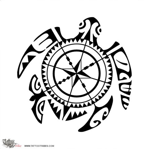 Compass turtle (Direction) tattoo design thumbnail