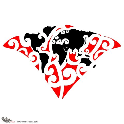 Worldmap (Freedom, Travel) tattoo design thumbnail
