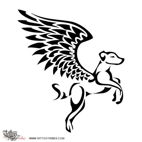 Winged dog (Memory) tattoo design thumbnail