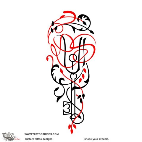 Luis heart (Key and lock) tattoo design thumbnail