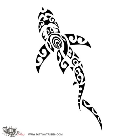 Mango pounamu (Blue shark) tattoo design thumbnail