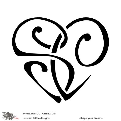 S+C heart (Union) tattoo design thumbnail