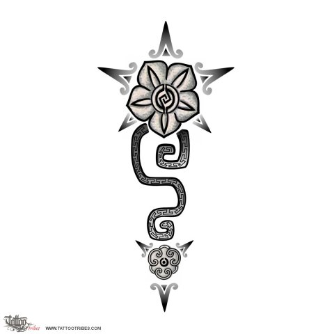 Aztec flower (Friendship, freedom) tattoo design thumbnail
