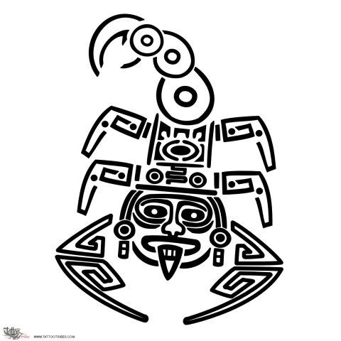 Aztec scorpion (Dangerous, tenacious) tattoo design thumbnail