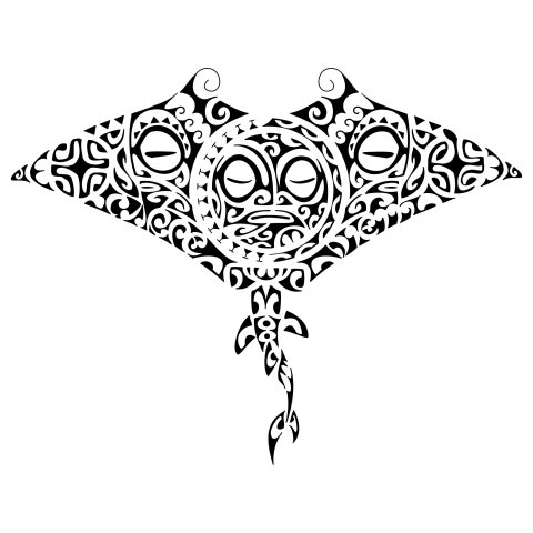 Manta backpiece (Carpe diem) tattoo design thumbnail