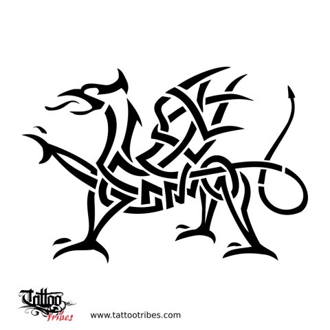Welsh dragon (Children names) tattoo design thumbnail