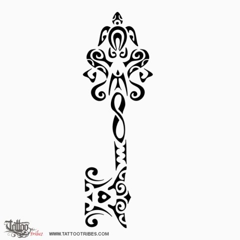 Passe-partout (The key to happyness) tattoo design thumbnail