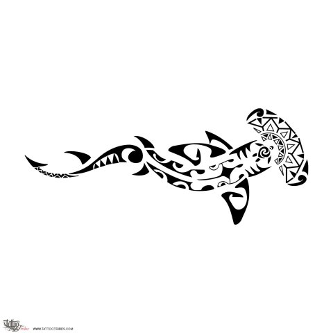 Mangopare (Hammerhead shark) tattoo design thumbnail