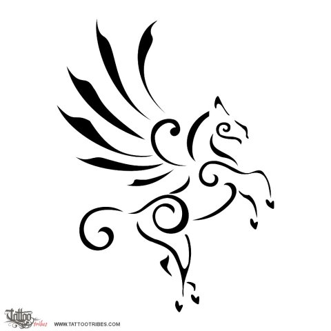 Stylized Pegasus (Inspiration, elevation) tattoo design thumbnail