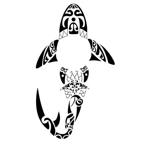 Shark on sun (Strength, life) tattoo design thumbnail