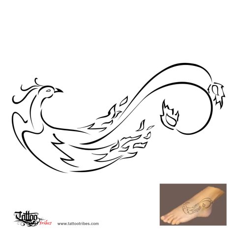 Suzaku bird (Fire, good fortune) tattoo design thumbnail
