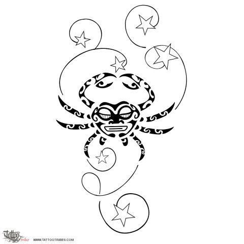 Crab and stars (Prosperity, protection) tattoo design thumbnail