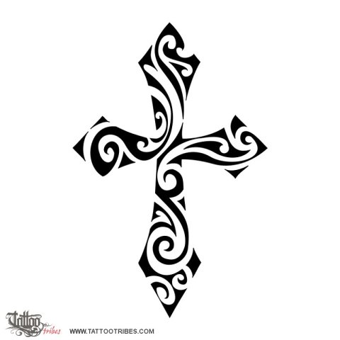 Tribal cross (Faith) tattoo design thumbnail