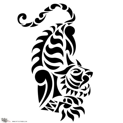 Tiger (Strength, beauty) tattoo design thumbnail