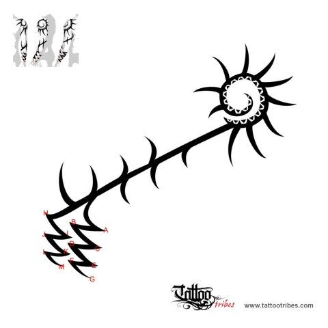 Tribal arm sleeve (New beginning, transformation) tattoo design thumbnail