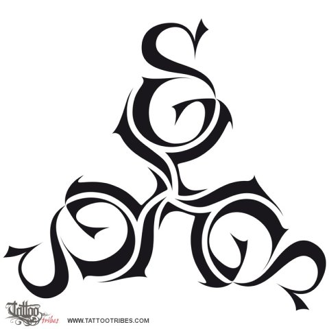 Triskell S+G+I+L (Eternity) tattoo design thumbnail