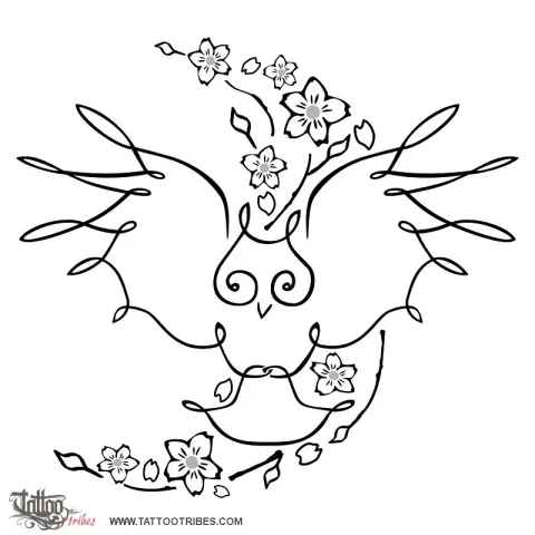 Owl and cherry blossoms