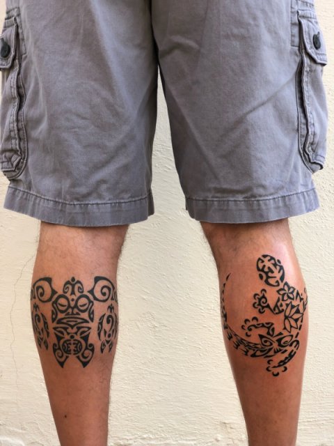 Adam - calf tattoos: real inked placement tattoo photo thumbnail