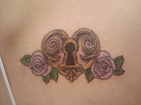 Amaryllis - Keyhole heart: real inked placement tattoo photo thumbnail