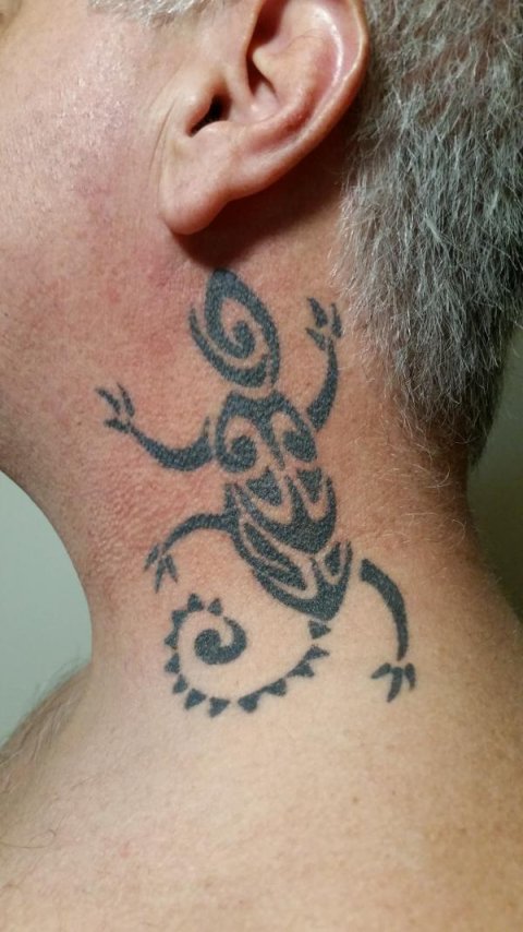 Charles - Small gecko: real inked placement tattoo photo thumbnail