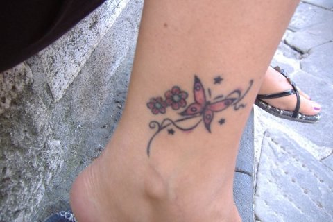 Cristina - Butterfly flowers: real inked placement tattoo photo thumbnail