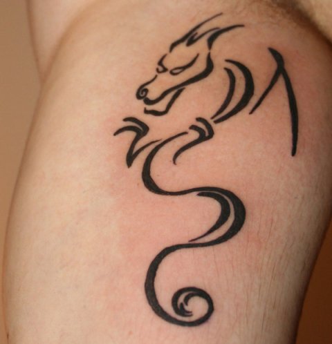David - Stylized dragon: real inked placement tattoo photo thumbnail