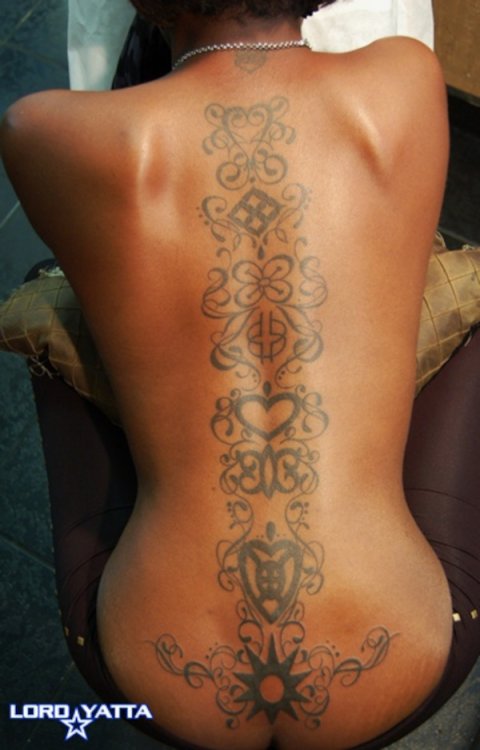 Guest - Adinkra backbone: real inked placement tattoo photo thumbnail