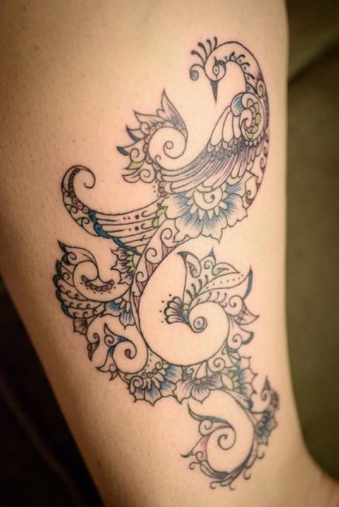 Guest - mehndi peacock: real inked placement tattoo photo thumbnail