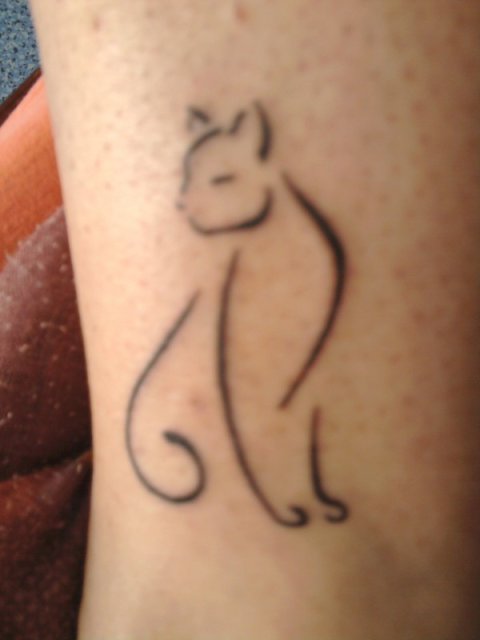 Jade - Stylized cat: real inked placement tattoo photo thumbnail