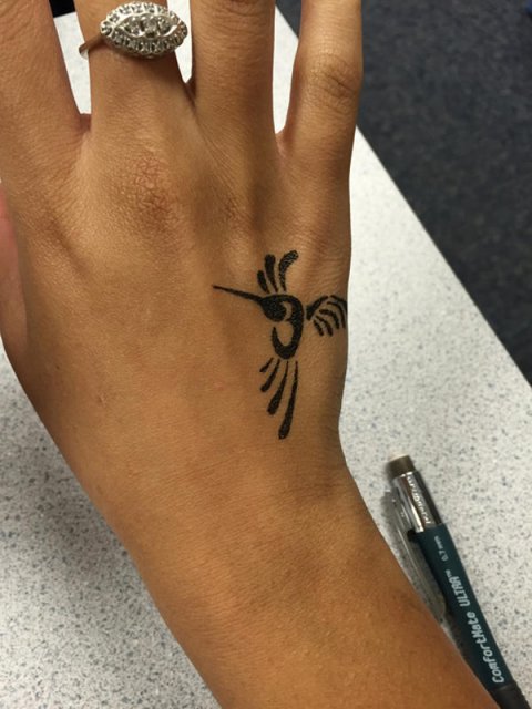 Janelle - hummingbird: real inked placement tattoo photo thumbnail