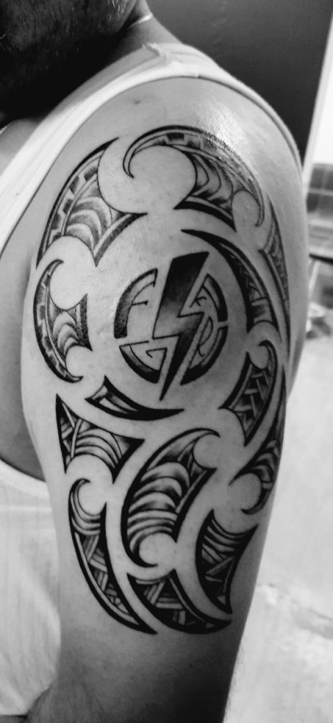 Kalpesh - Maori inspired: real inked placement tattoo photo thumbnail