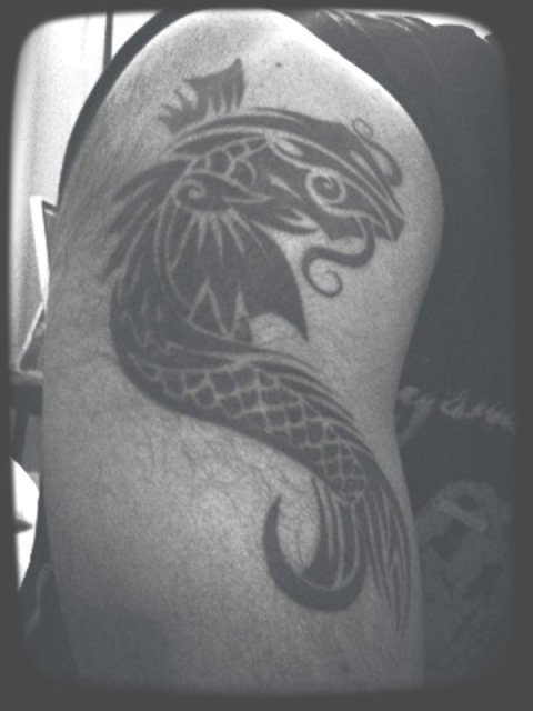 Manoj - Tribal Koi: real inked placement tattoo photo thumbnail