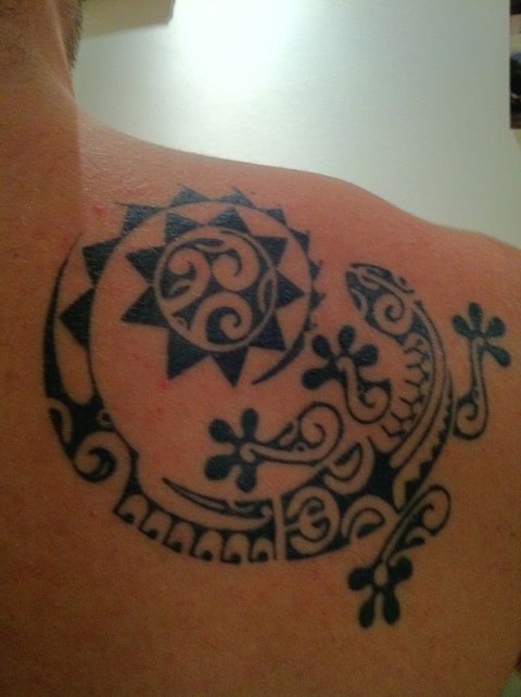 Marco - Gecko spiral sun: real inked placement tattoo photo thumbnail