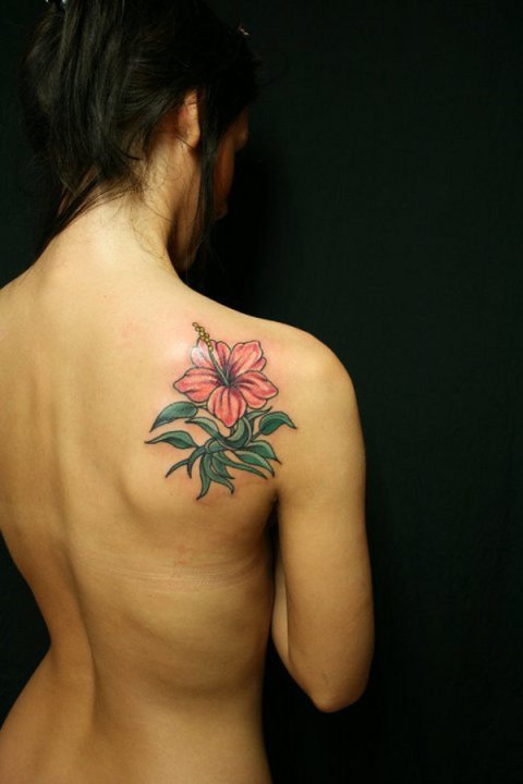 Maria - Hibiscus: real inked placement tattoo photo thumbnail