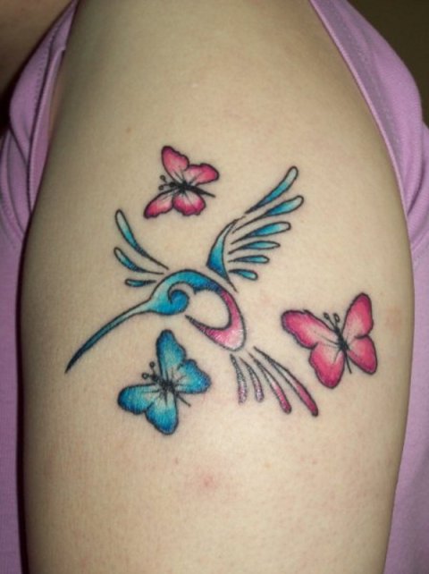 Marie - Humming bird: real inked placement tattoo photo thumbnail