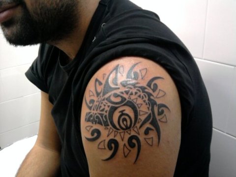 Mirko - Sun and eye: real inked placement tattoo photo thumbnail